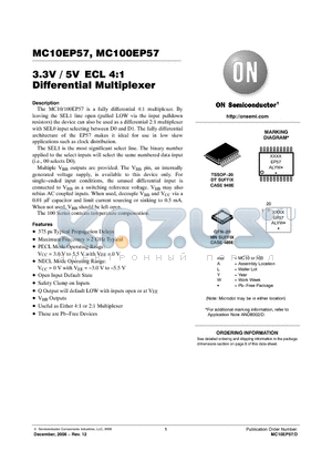 MC100EP57 datasheet - 3.3V / 5V ECL 4:1 Differential Multiplexer