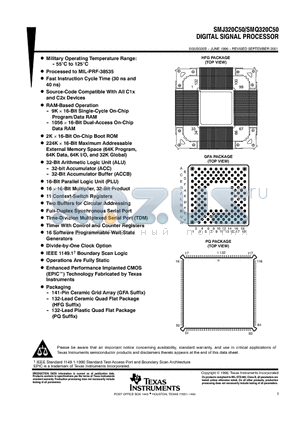 SM320C50HFGM50 datasheet - DIGITAL SIGNAL PROCESSOR