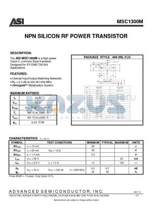 MSC1300M datasheet - NPN SILICON RF POWER TRANSISTOR