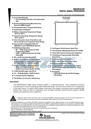 SM320C50PQM66EP datasheet - DIGITAL SIGNAL PROCESSOR