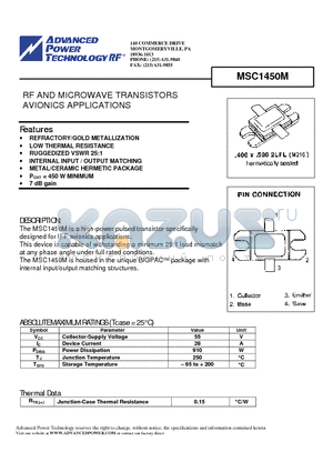 MSC1450M datasheet - RF AND MICROWAVE TRANSISTORS AVIONICS APPLICATIONS