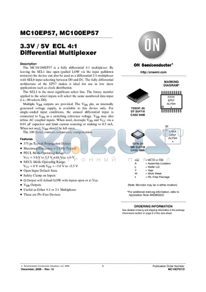 MC100EP57DTR2G datasheet - 3.3V / 5V ECL 4:1 Differential Multiplexer