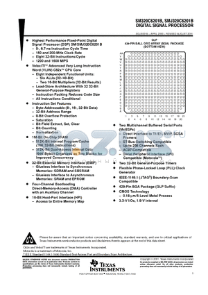 SM320C6201B_06 datasheet - DIGITAL SIGNAL PROCESSOR