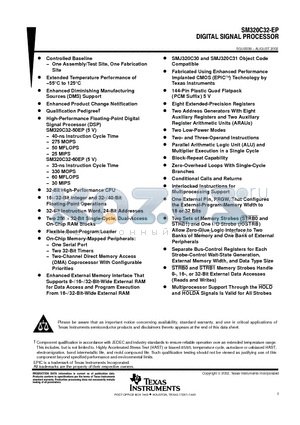 SM320C32PCMM60EP datasheet - DIGITAL SIGNAL PROCESSOR