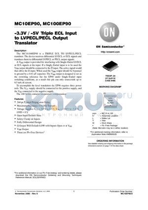 MC100EP90DTG datasheet - −3.3V / −5V Triple ECL Input to LVPECL/PECL Output Translator