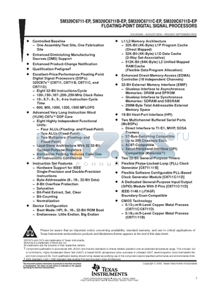 SM320C6711-EP datasheet - FLOATING-POINT DIGTAL SIGNAL PROCESSORS