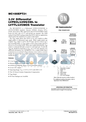 MC100EPT21_06 datasheet - 3.3V Differential LVPECL/LVDS/CML to LVTTL/LVCMOS Translator