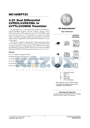 MC100EPT23 datasheet - 3.3V Dual Differential LVPECL/LVDS/CML to LVTTL/LVCMOS Translator