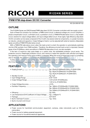 R1224N272E datasheet - PWM/VFM step-down DC/DC Converter