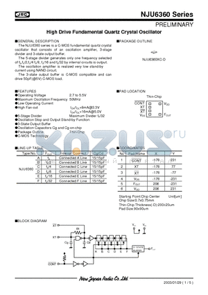 NJU6360XC-D datasheet - High Drive Fundamental Quartz Crystal Oscillator