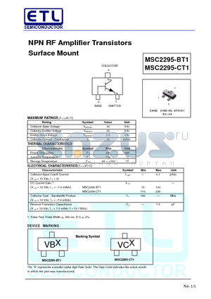 MSC2295 datasheet - NPN RF Amplifier Transistors Surface Mount
