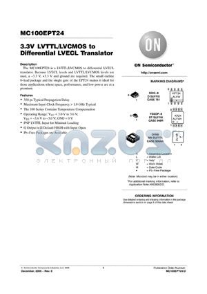 MC100EPT24_06 datasheet - 3.3V LVTTL/LVCMOS to Differential LVECL Translator