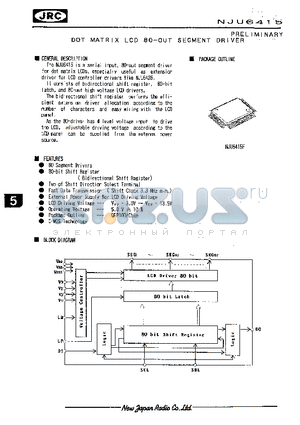 NJU6415 datasheet - DOT MATRIX LCD 80-OUT SEGMENT DRIVER