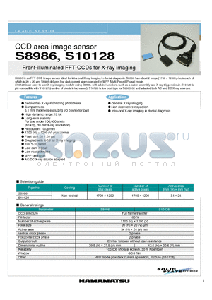 S8986 datasheet - CCD area image sensor Front-illuminated FFT-CCDs for X-ray imaging