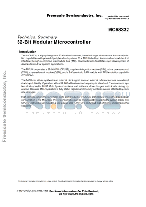 SPAKMC332AMFC20 datasheet - 32-Bit Modular Microcontroller