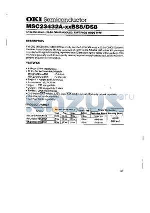 MSC23432A-XXBS8 datasheet - 4,194,304-Word x 32-Bit DRAM MODULE : FAST PAGE MODE TYPE