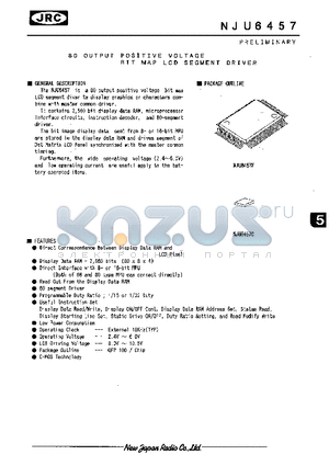 NJU6457 datasheet - 80 OUTPUT POSITIVE VOLTAGE BIT MAP LCD SEGMENT DRIVER