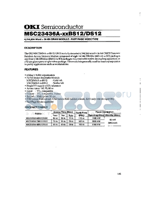 MSC23436A-XXDS12 datasheet - 4,194,304-Word x 36-Bit DRAM MODULE : FAST PAGE TYPE