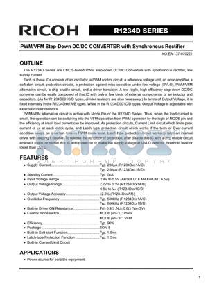 R1234D191A datasheet - PWM/VFM Step-Down DC/DC CONVERTER with Synchronous Rectifier