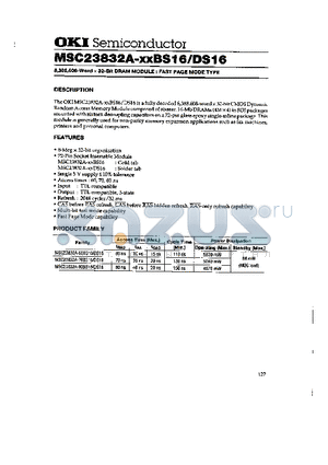 MSC23832A-XXBS16 datasheet - 8,388,608-Word x 32-Bit DRAM MODULE : FAST PAGE MODE TYPE