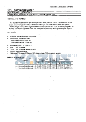 MSC23836B-XXBS20 datasheet - 8,388,608 Word By 36 Bit DYNAMIC RAM MODULE : FAST PAGE MODE TYPE