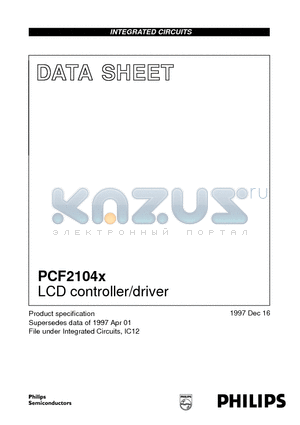 PCF2104CU/2 datasheet - LCD controller/driver