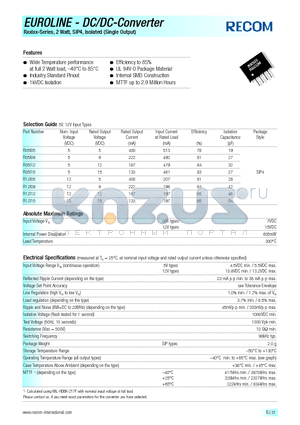 R12I09 datasheet - EUROLINE - DC/DC - CONVERTER