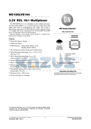 MC100LVE164FAR2 datasheet - 3.3V ECL 16:1 Multiplexer