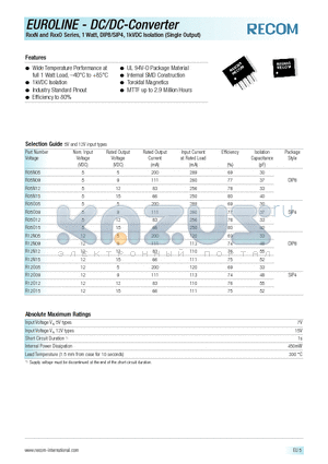 R12N05 datasheet - EUROLINE - DC/DC - CONVERTER