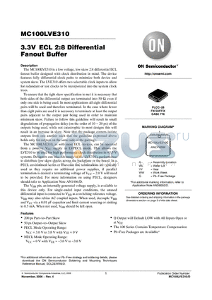 MC100LVE310FNG datasheet - 3.3V ECL 2:8 Differential Fanout Buffer