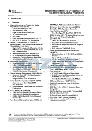 SM32C6415DGLZ50AEP datasheet - FIXED-POINT DIGITAL SIGNAL PROCESSORS