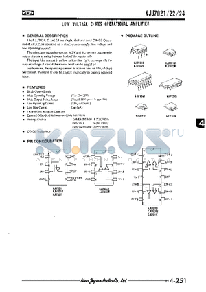 NJU7022M datasheet - LOW VOLTAGE C-MOS OPERATIONAL AMPLIFIER