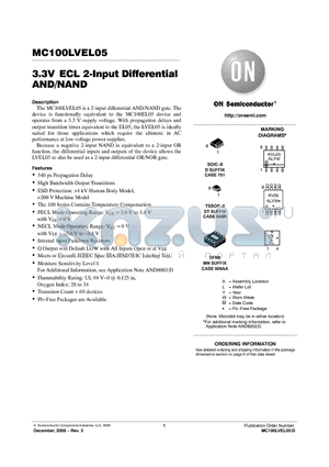 MC100LVEL05 datasheet - 3.3V ECL 2-Input Differential AND/NAND