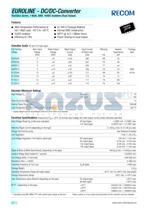 R12SD12 datasheet - EUROLINE - DC/DC - CONVERTER