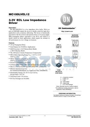 MC100LVEL12DR2 datasheet - 3.3V ECL Low Impedance Driver