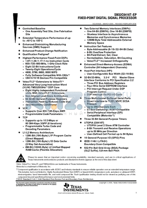 SM32C6416TGLZA8EP datasheet - FIXED-POINT DIGITAL SIGNAL PROCESSOR