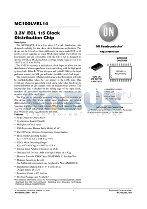 MC100LVEL14_06 datasheet - 3.3V ECL 1:5 Clock Distribution Chip