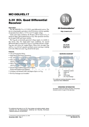MC100LVEL17_06 datasheet - 3.3V ECL Quad Differential Receiver