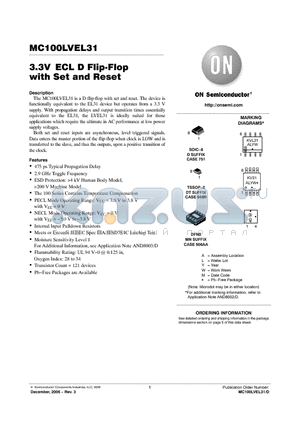 MC100LVEL31 datasheet - 3.3V ECL D Flip-Flop with Set and Reset