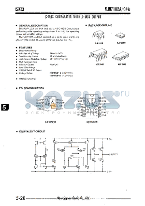 NJU7102 datasheet - C-MOS COMPARATOR WITH C-MOS OUTPUT