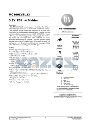 MC100LVEL33DR2G datasheet - 3.3V ECL 4 Divider