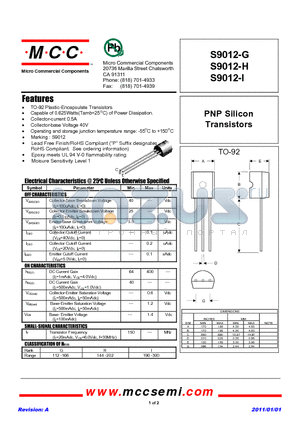 S9012-H datasheet - PNP Silicon Transistors