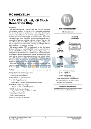 MC100LVEL34DR2G datasheet - 3.3V ECL 2, 4, 8 Clock Generation Chip