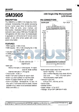 SM3905 datasheet - 4-Bit Single-Chip Microcomputer(LCD Driver)