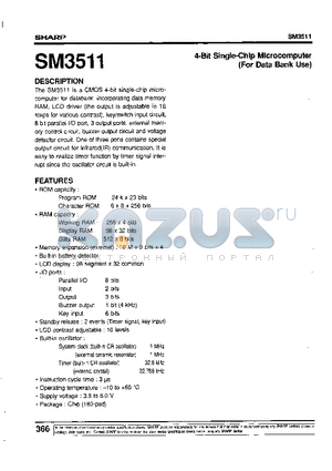 SM3511 datasheet - 4-Bit Single-Chip Microcomputer(For Data Bank Use)