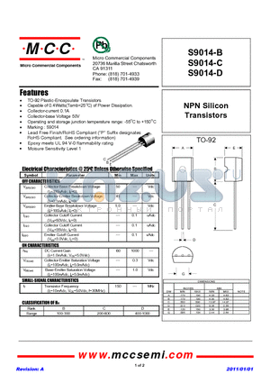 S9014-B datasheet - NPN Silicon Transistors