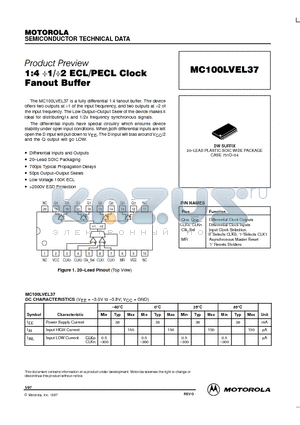 MC100LVEL37 datasheet - 1:4 1/2 ECL/PECL Clock Fanout Buffer