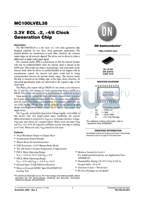 MC100LVEL38DWG datasheet - 3.3V ECL 2, 4/6 Clock Generation Chip