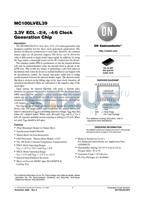 MC100LVEL39DW datasheet - 3.3V ECL 2/4, 4/6 Clock Generation Chip