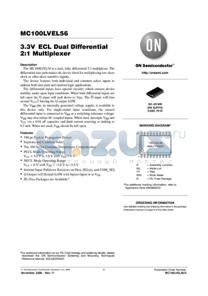 MC100LVEL56DW datasheet - 3.3V ECL Dual Differential 2:1 Multiplexer